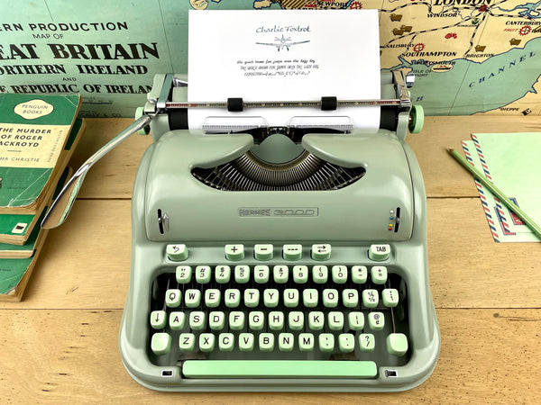 Hermes 3000 Typewriter with Rare Cursive Typeface
