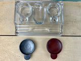 Glass Inkwell : Rinse Bay & Pen Holder with Bakelite Caps