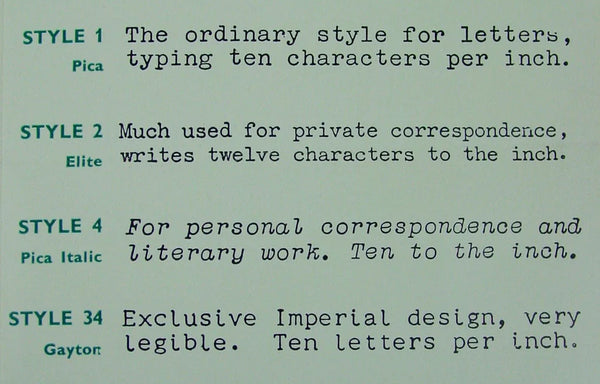 Your Imperial typewriter options back in the late 50's