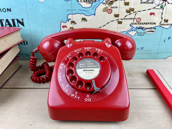 Vintage 1960's Red Desk Phone