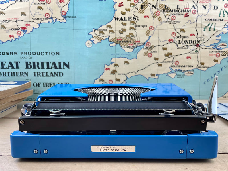 Typewriter,  Blue Silver Reed Silverette II