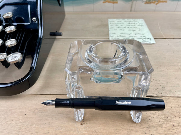 Glass Inkwell with Pen Holder