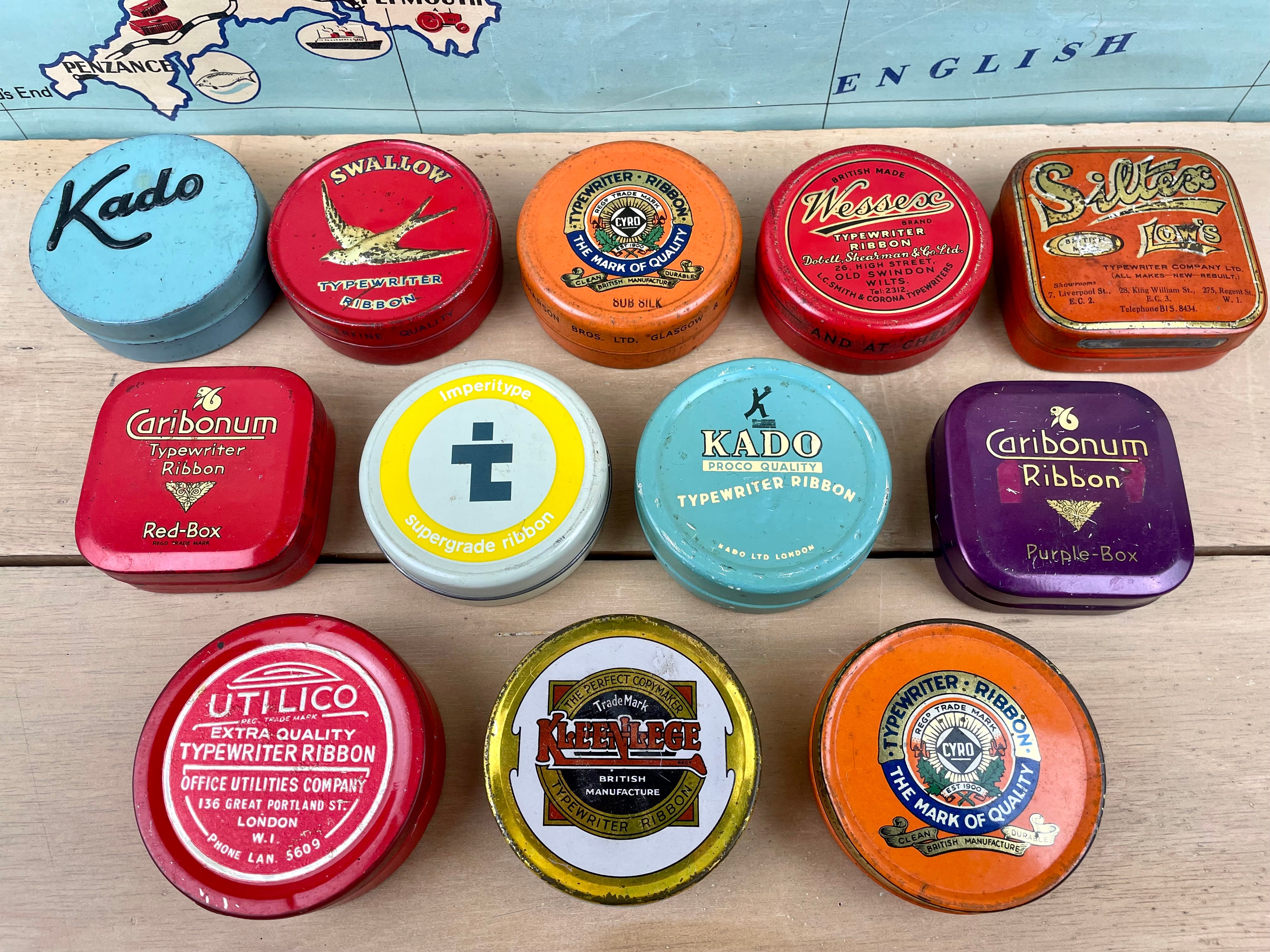 Set of 12 Vintage Typewriter Ribbon Tins – Charlie Foxtrot Vintage
