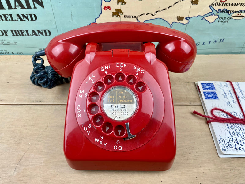 Red 1960's desk phone