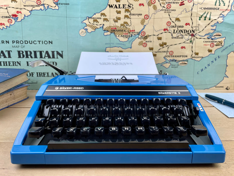 Typewriter,  Blue Silver Reed Silverette II