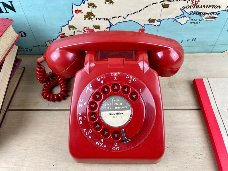 Red rotary 60's phone