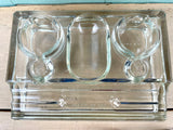 Glass Inkwell : Rinse Bay & Pen Holder with Bakelite Caps