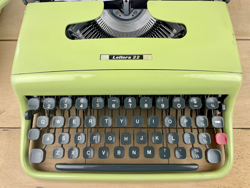Typewriter, Rare 1954 Pistachio Olivetti Lettera 22