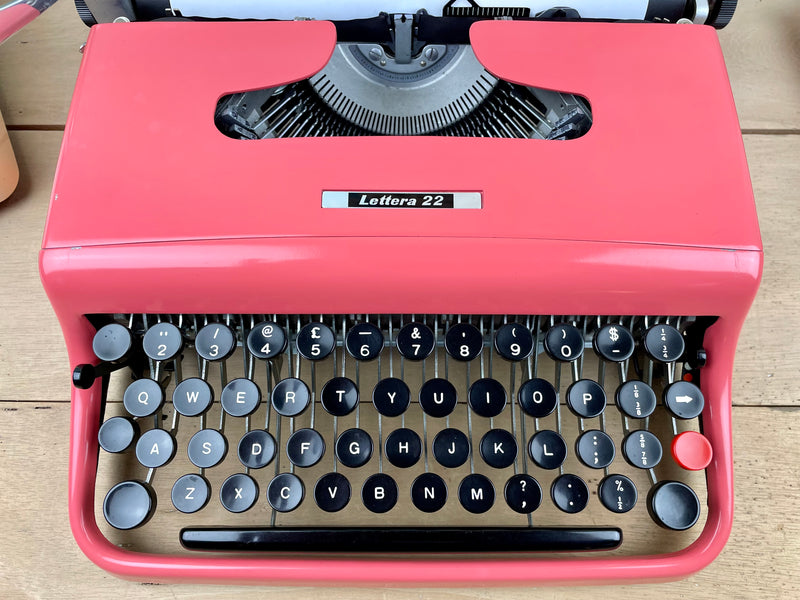 Typewriter, Rare 1960 Pink Olivetti Lettera 22