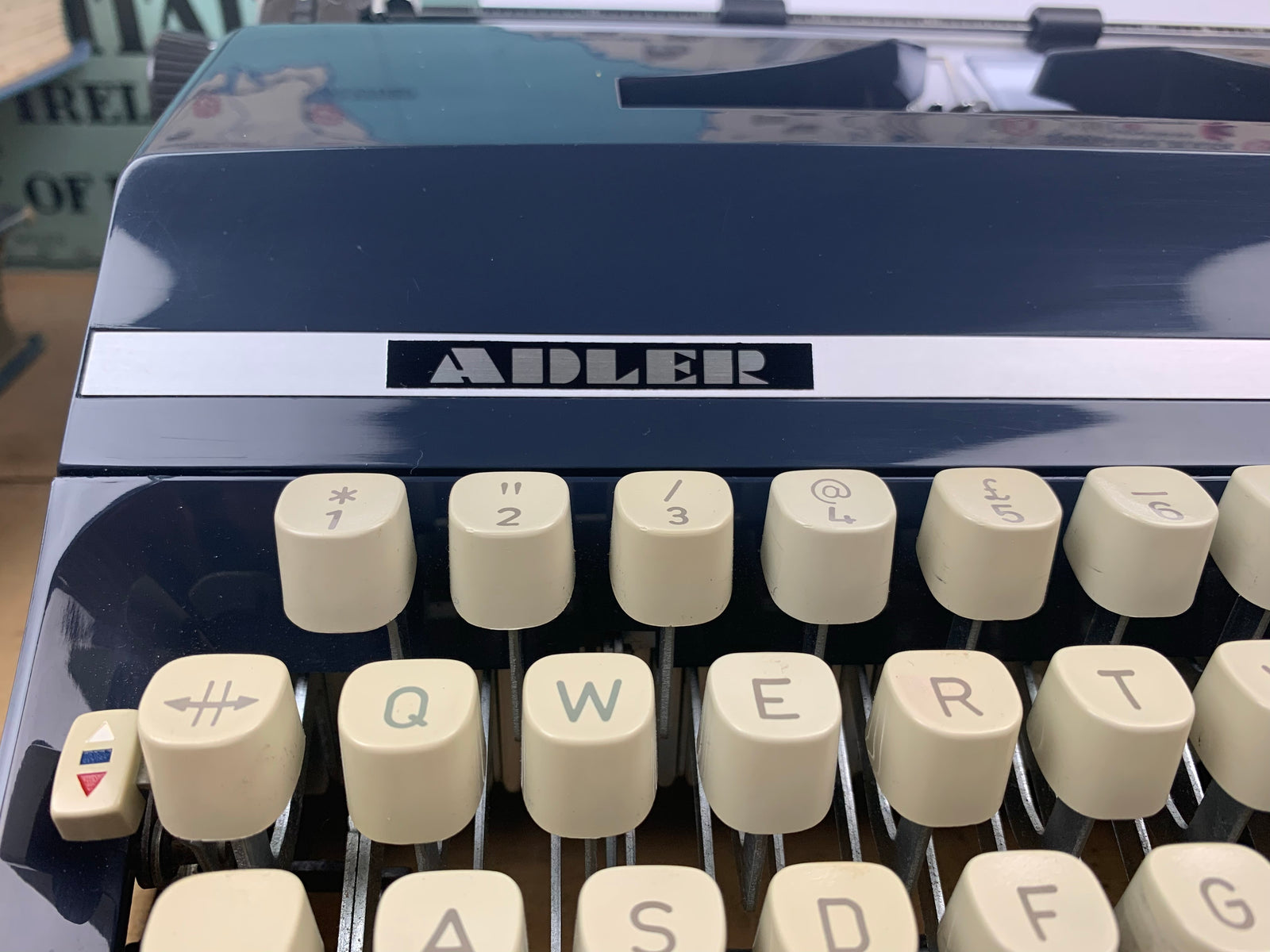 Adler Gabriele 35 1975 Working + new ribbon Typewriter, Case- Navy Blue Colour – Made in Western Germany QWERTY 2024