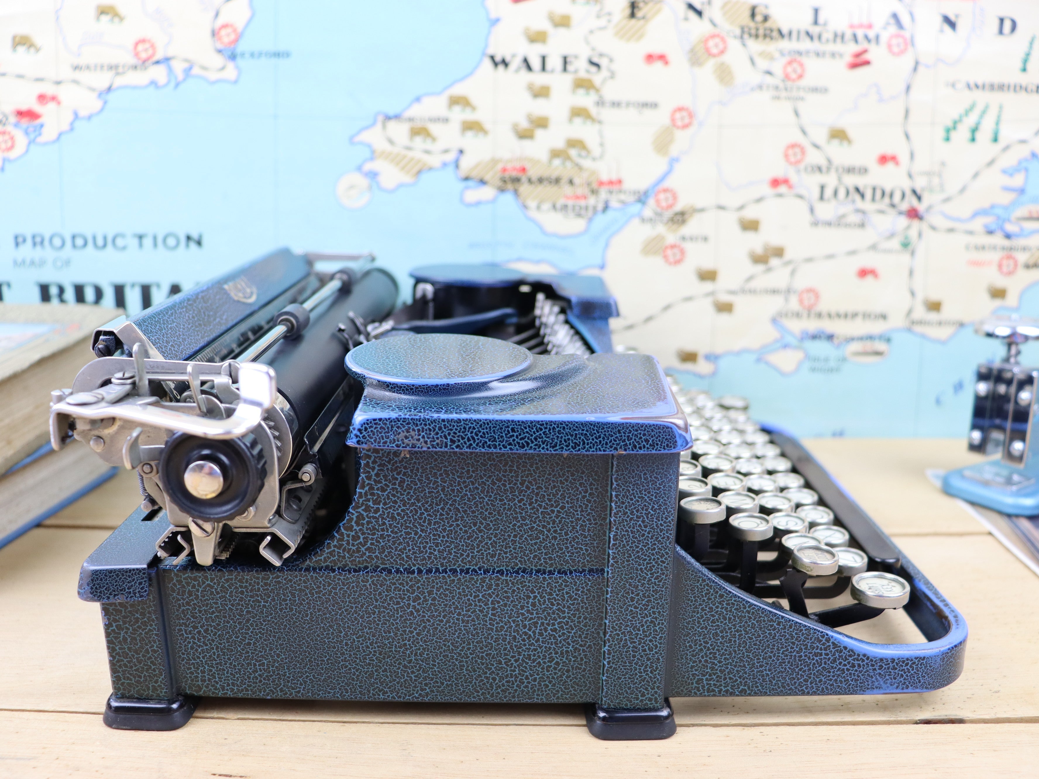 Typewriter, Rare Blue 1930 Royal Portable – Charlie Foxtrot Vintage