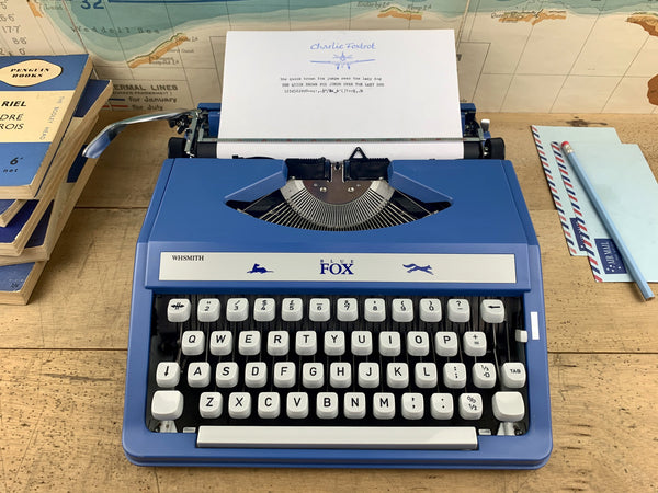 WH Smith Blue Fox Typewriter from Charlie Foxtrot Typewriters