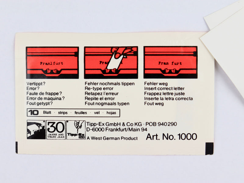 Tipp-Ex (Tippex) Correction Strips - 10 In Pack - A West German Product